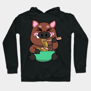 Anime Kawaii Ramen Eating Wild Boar Japanese Noodles Hoodie